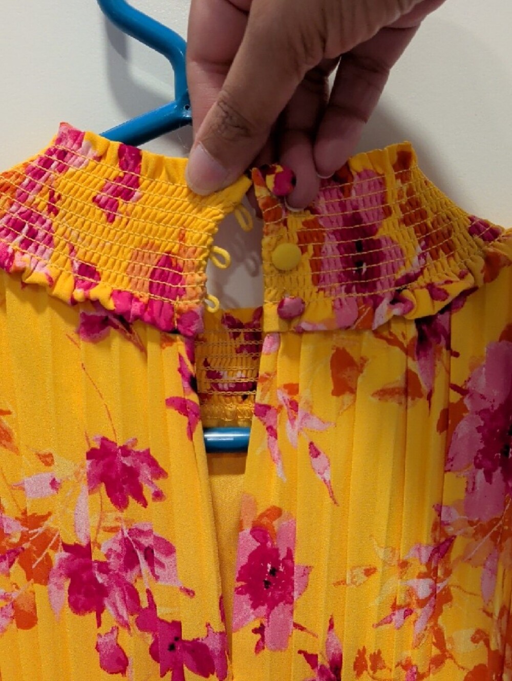 Nanette Lepore Yellow Floral Midi Dress with Pink Print - Picture 3 of 4